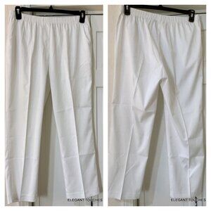 Allison Daley Petite Women White Dress Pants 12P Elastic Waist Pockets